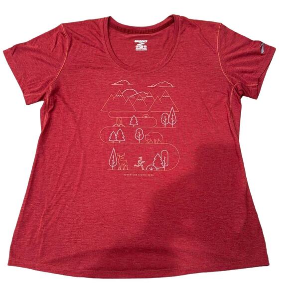 Brooks Women's Distance Graphic Tee Heather Burgundy Size XL - Picture 1 of 9